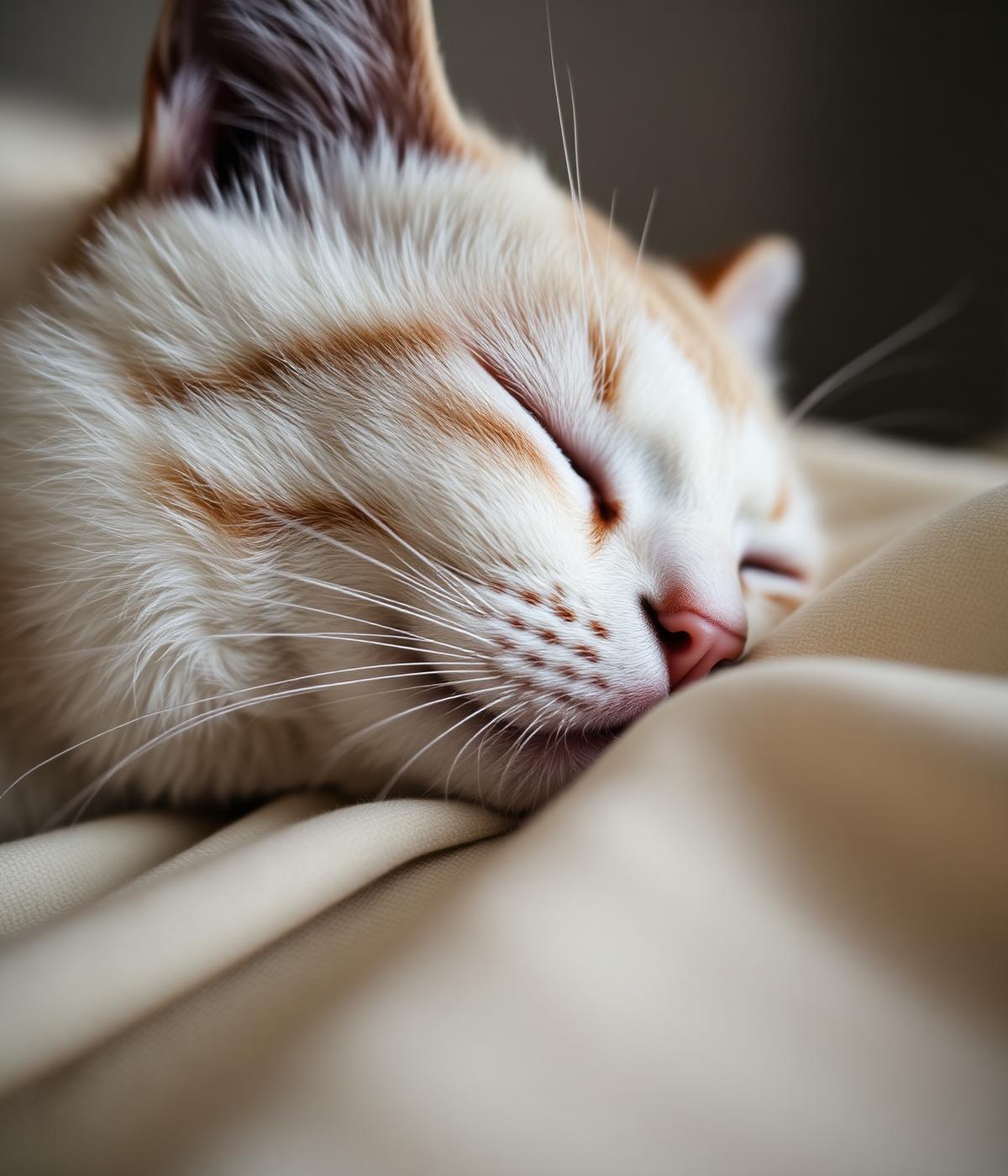 Cat resting on premium linen